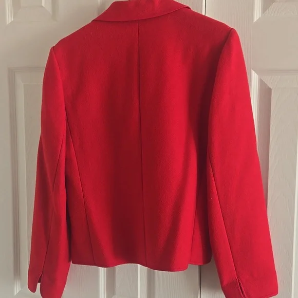1980s Chester Weinberg Red Wool Blazer Sz L - Picture 5 of 11